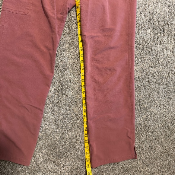 Figs Women's Kade Cargo pants in Mauve with Pink Drawstring - Picture 3 of 5